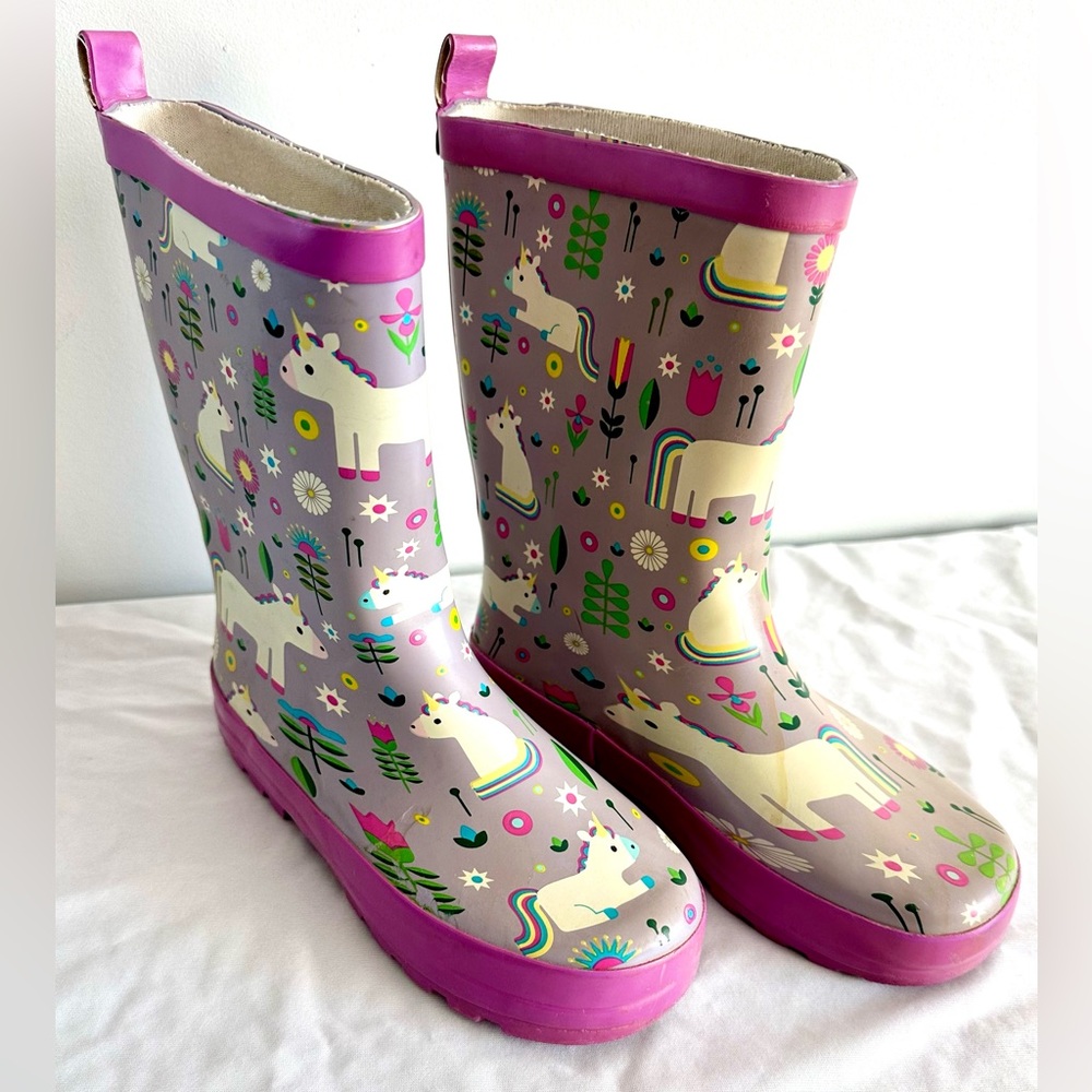 Kid Made Modern Rain Boots Size L (13) – Purple Unicorn Floral Waterproof Boots